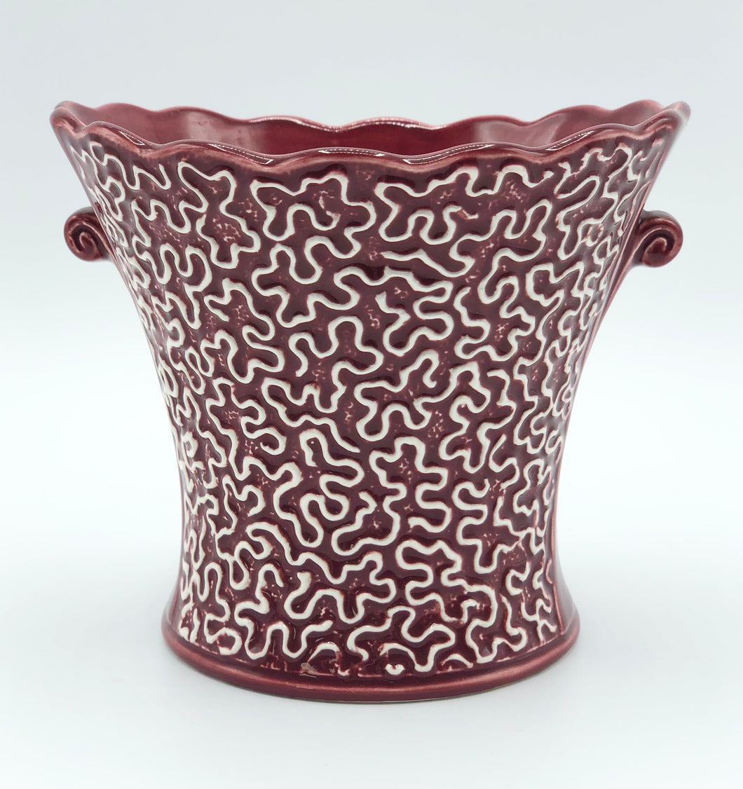 Red Vintage Squiggle Planter
