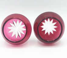 Load image into Gallery viewer, Pair Of Small Antique Cranberry Glass Star Salt Cellars
