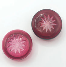 Load image into Gallery viewer, Pair Of Small Antique Cranberry Glass Star Salt Cellars
