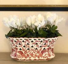 Load image into Gallery viewer, Large Antique Faience Planter with scalloped edge
