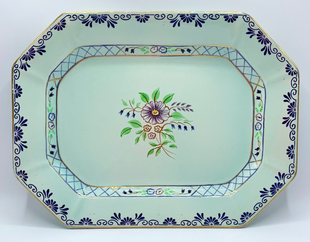 Antique Hand-Painted Flower Platter