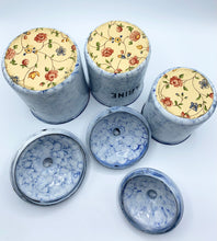 Load image into Gallery viewer, Set of 6 Vintage French Enamel Kitchen Storage Jars
