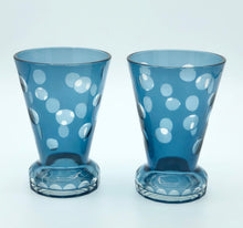 Load image into Gallery viewer, Pair of Large Etched Antique Polka-Dot Mantle Glasses
