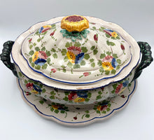 Load image into Gallery viewer, Large Antique Hand Painted Italian tureen &amp; Plate
