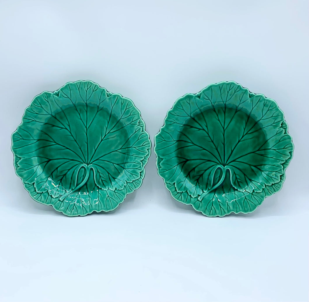 Pair of Wedgwood Majolica Cabbage Leaf Plates